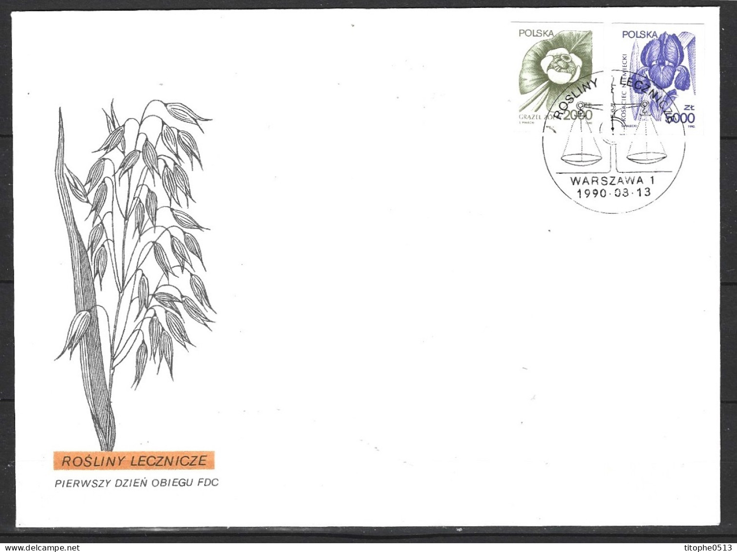 POLOGNE. N°3082-3 De 1990 Sur Enveloppe 1er Jour. Plantes Officinales. - Plantas Medicinales