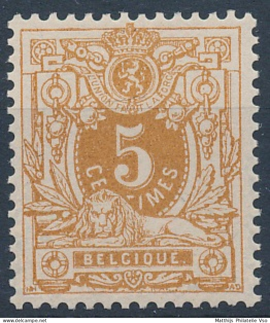 [** SUP] N° 28B, 5c Ocre-rouge Vif, Centrage Parfait, Fraîcheur Postale - Très Rare Avec Ce Centrage - Cote: 1437€ - 1869-1883 Leopold II