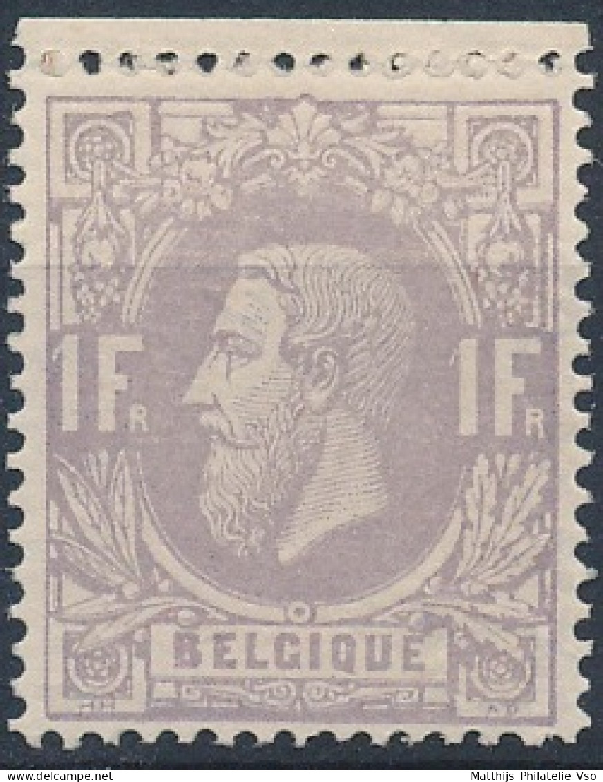 [** SUP] N° 36, 1F Mauve (nuance Pâle), Centrage Parfait Et Petit Bdf - Fraîcheur Postale. Rare - Cote: 4000€ - 1869-1883 Leopold II