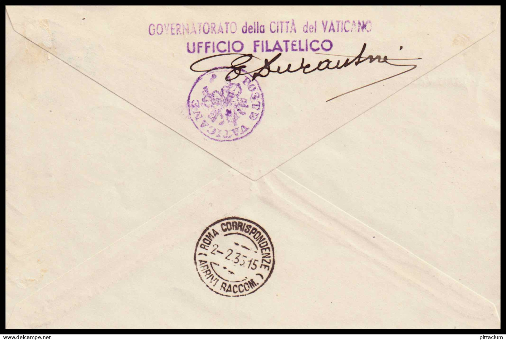 Vatikan 1935: FDC Juristenkongress Geprüft Bolaffi | R-Zettel, Siegel | Citta Del Vaticano, Rom - Brieven En Documenten