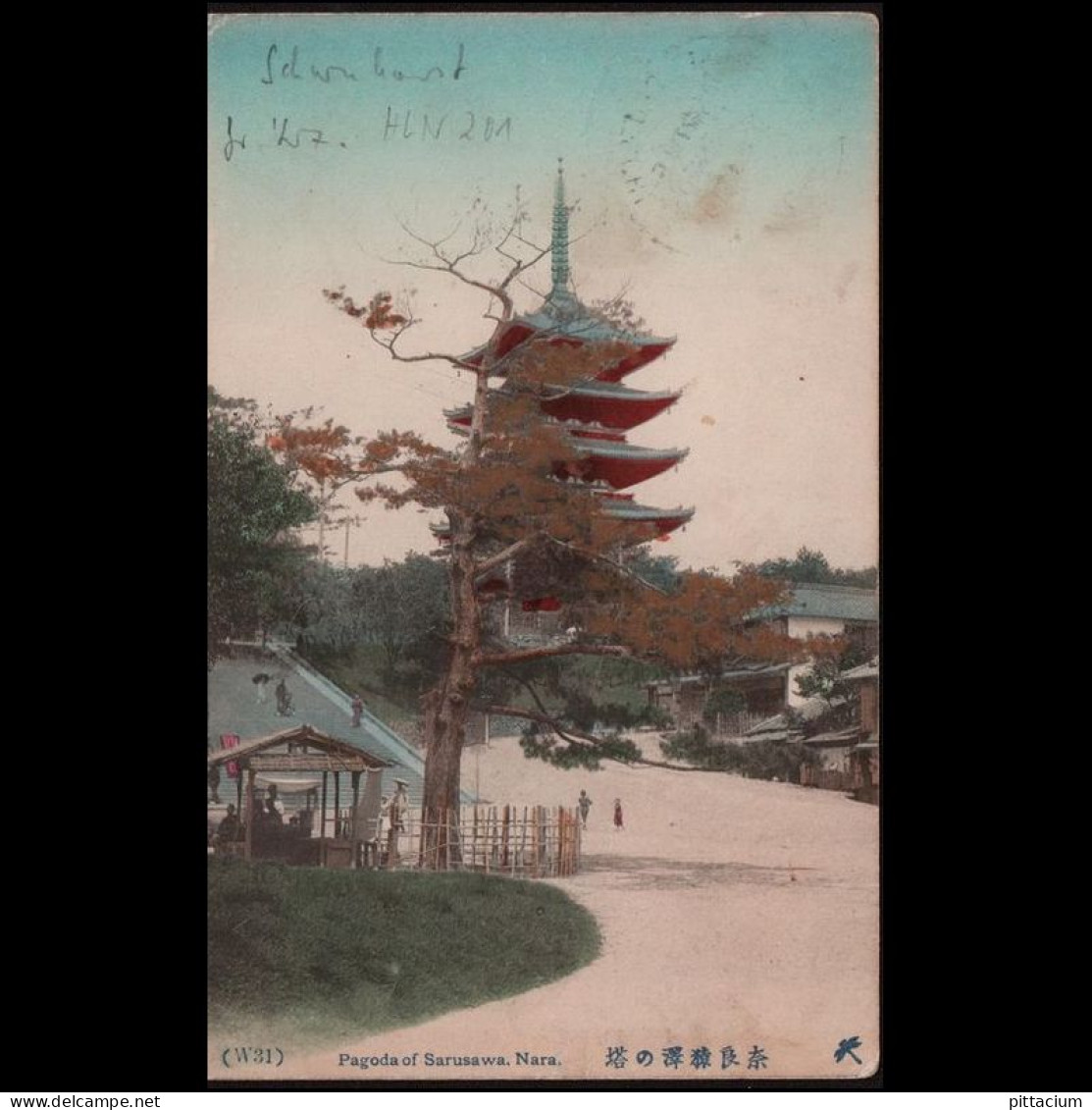 Japan 1910: Ansichtskarte / Marineschiffspost | Japan, Pagode, Surusawa | Yokohama, Leipzig - Autres & Non Classés