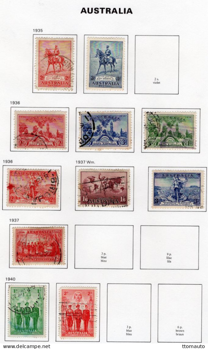 Australia 1935-40 - George V   - 11 Values Used/Obl. Timbres/Stamps - Gebruikt