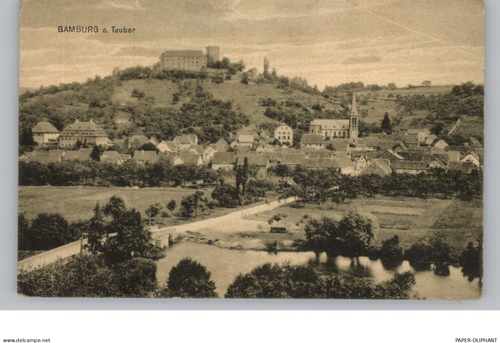 6977 WERBACH - GAMBURG A.d. Tauber, Blick über Den Ort, Verlag Dick - Mainz, Druckstelle - Tauberbischofsheim