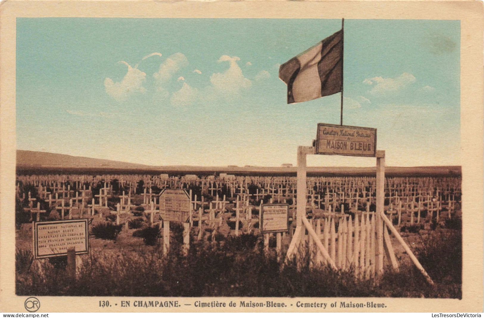 PHOTOGRAPHIE - En Champagne - Cimetière De Maison Bleue - Colorisé - Carte Postale Ancienne - Photographs