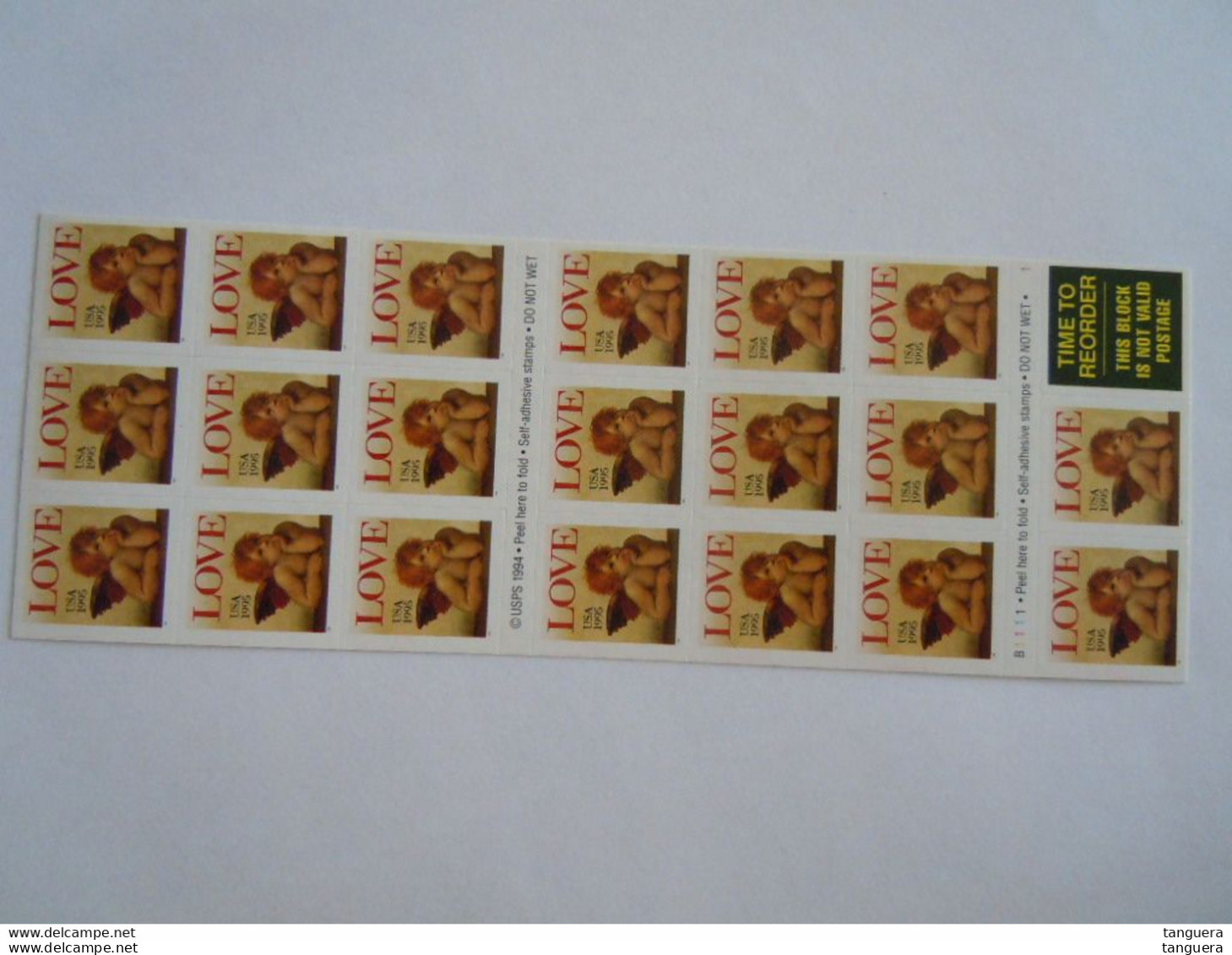 USA  Etats-Unis D'Amerique United States 1995 Carnet Ange Engel Love Cherub Cupidon Sc 3030a Yv C2325 2325 MNH ** Pane - 1981-...