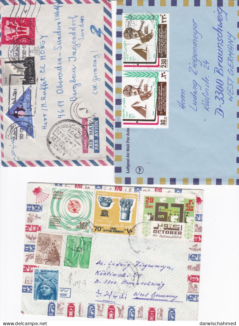 ÄGYPTEN - EGYPT - EGYPTIAN - EGITTO - ÄGYPTOLOGIE  - FLUGPOST - LUFTPOST - AIR MAIL 4  BRIEFE  FDC - Brieven En Documenten