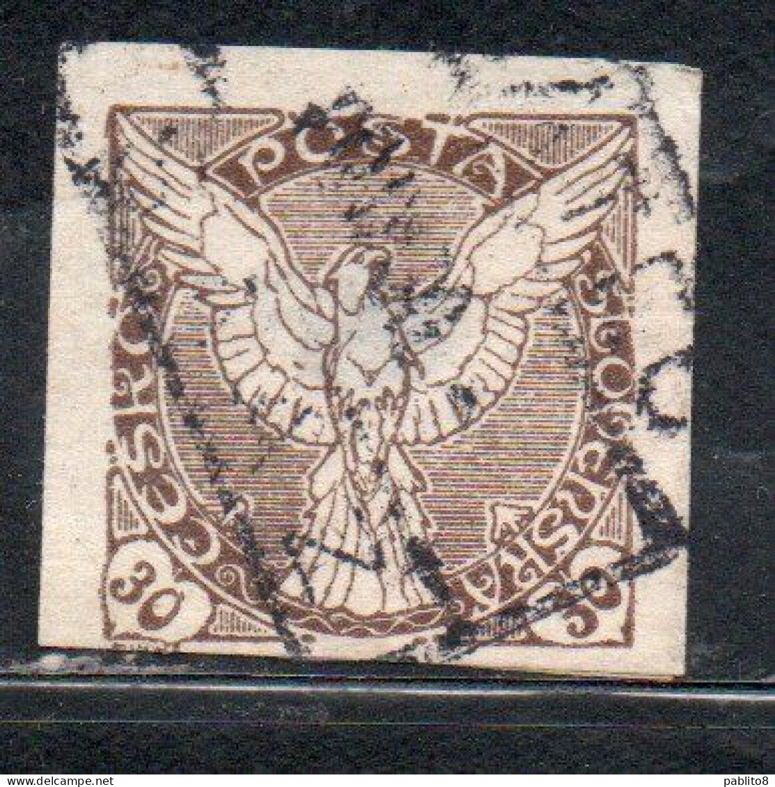 CZECHOSLOVAKIA CESKA CECOSLOVACCHIA 1918 1920 IMPERF. NEWSPAPER STAMPS WINDHOVER 30h USED USATO OBLITERE' - Timbres Pour Journaux