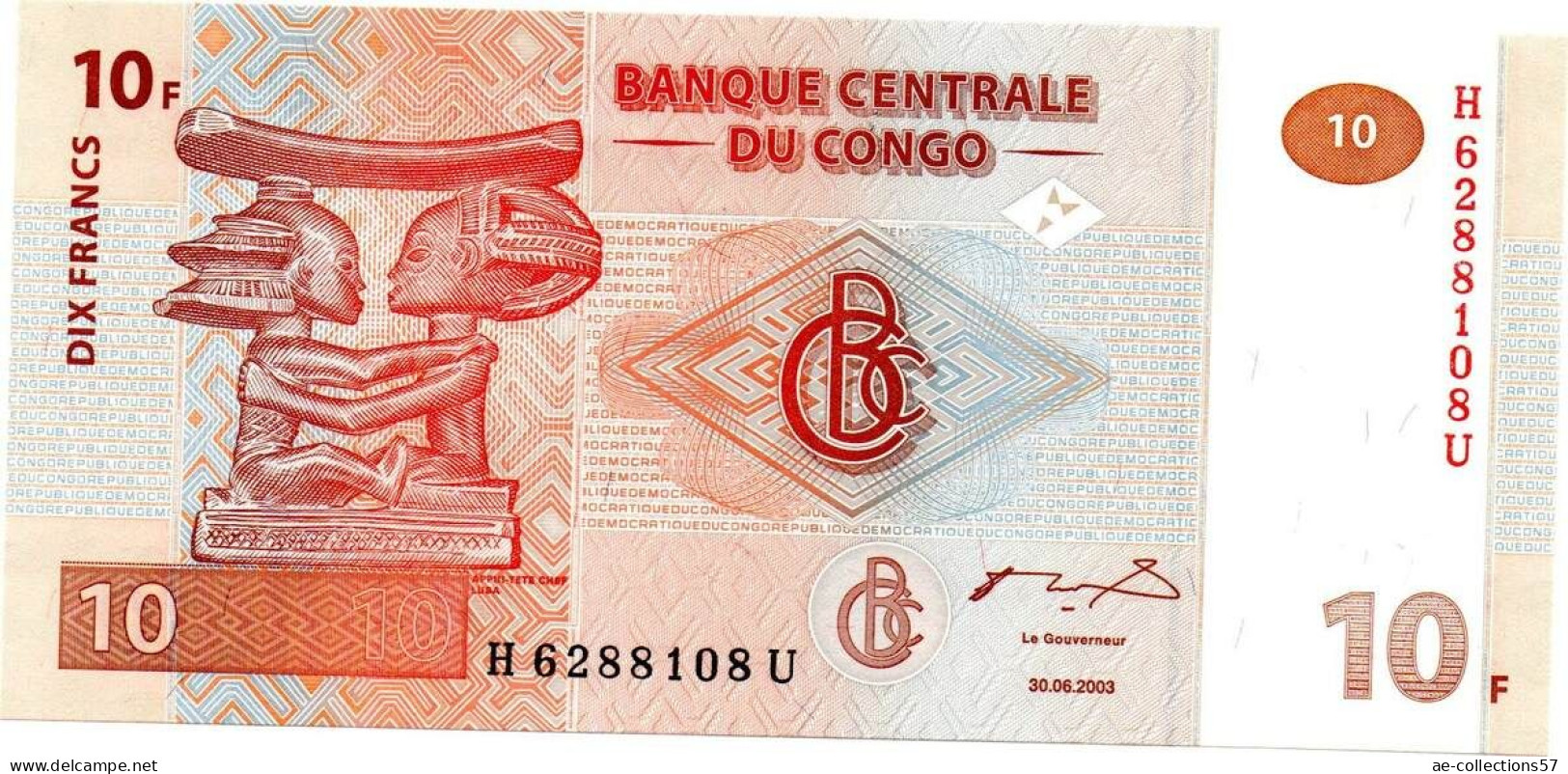 MA 26203 / Congo 10 Francs 30/06/2003 UNC - Unclassified