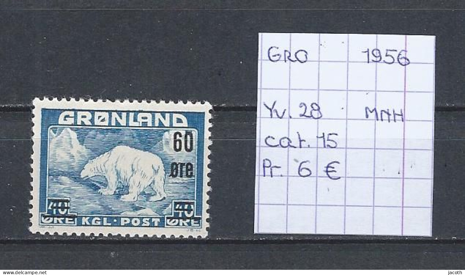 (TJ) Groenland 1956 - YT 28 (postfris/neuf/MNH) - Neufs