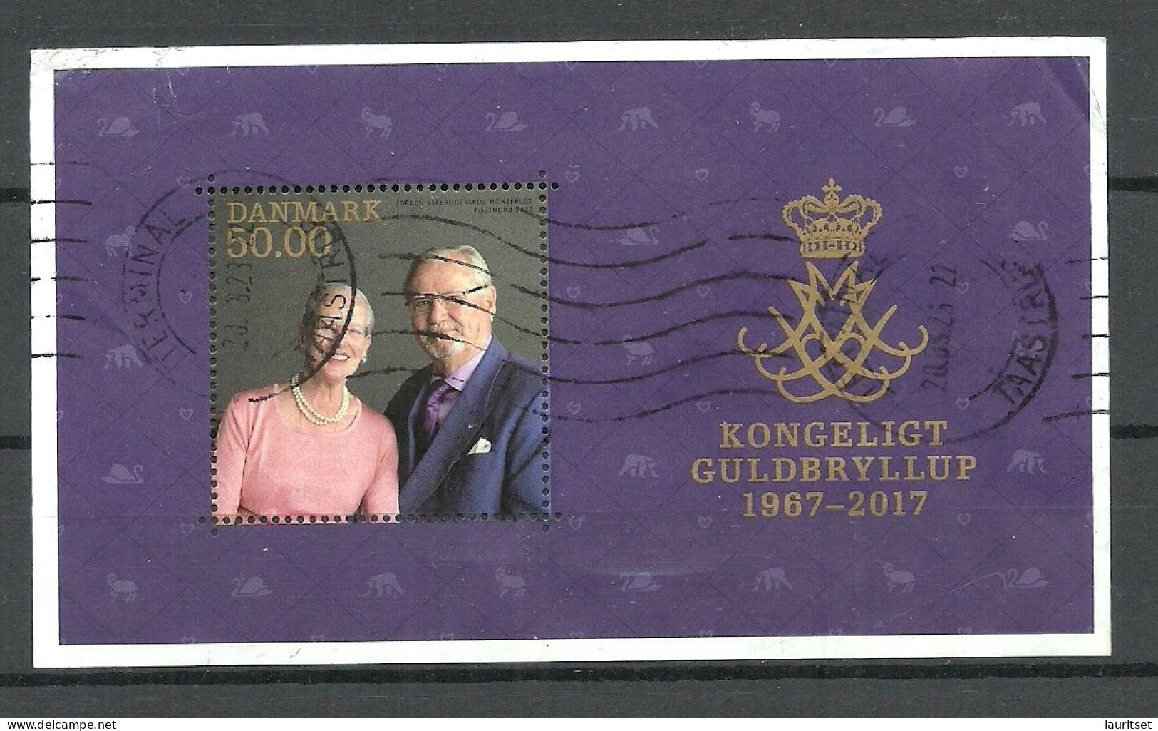 DENMARK Dänemark Danmark 2017 Royal Golden Wedding S/s Joint Issue Denmark, Faroe Islandss/s, Used - Blocs-feuillets