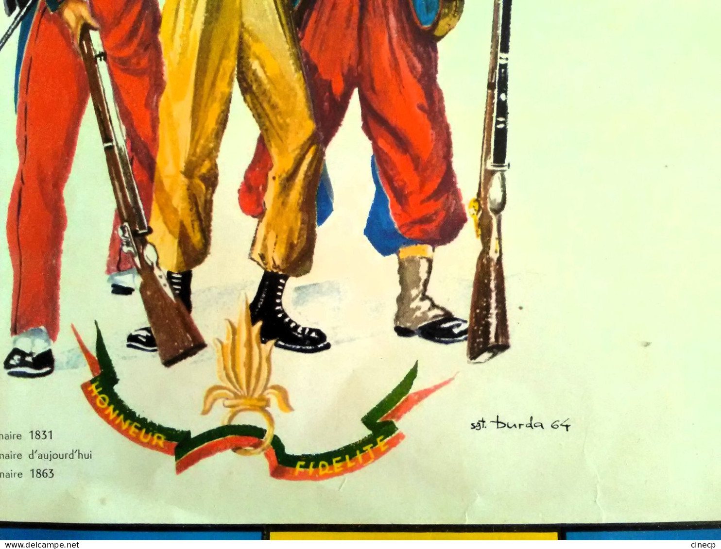 Superbe AFFICHE Calendrier Ancien Militaire De La Légion étrangère 1965 Illustrateur Burda éditions Képi Blanc Soldat - Groot Formaat: 1961-70