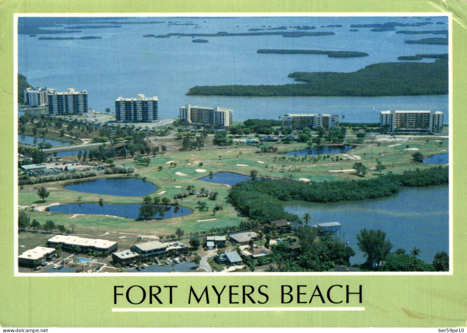 USA FLORIDE FORT MYERS BEACH AERIAL VIEW OVERLOOKING THE BACK BAY AREA WITH THE CONDOS AND GOLF IN THE CENTER PICTURE - Fort Myers