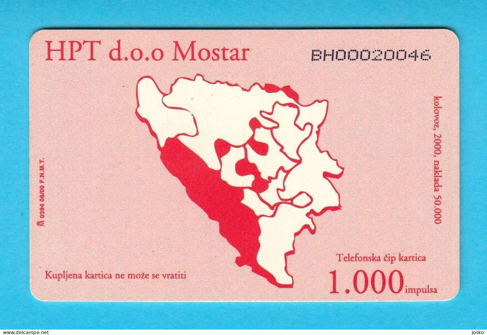 HERCEG-BOSNA (Mostar) - Croatian Part In Bosnia And Herzegovina * VODOPAD KRAVICA LJUBUSKI * 1000. Units * RRRRRRR - Bosnia