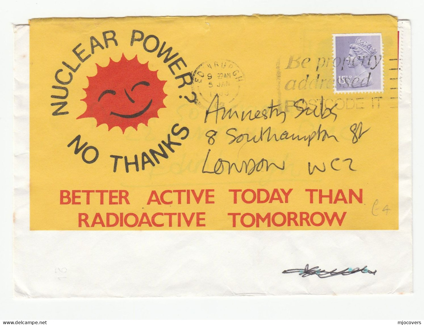 1983 Edinburgh ANTI NUCLEAR COVER Re-use Label BETTER ACTIVE TODAY THAN RADIOACTIVE TOMORROW  Atomic Energy Gb Stamps - Atomenergie