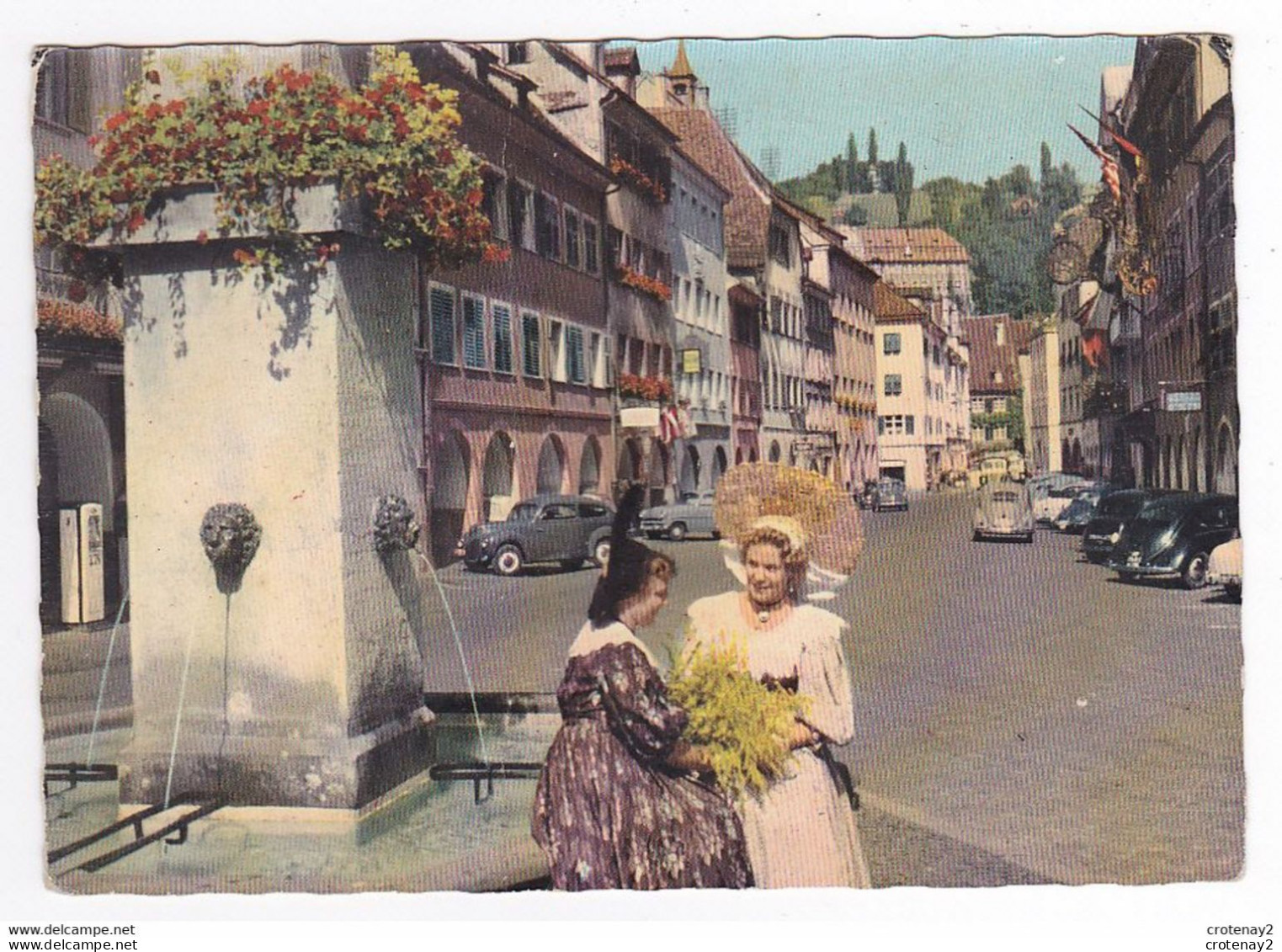 Vorarlberg Feldkirch Marktstrasse Mit Altleldkircher Trachten N°14.090 Autos VW Käfer Citroën Traction - Feldkirch