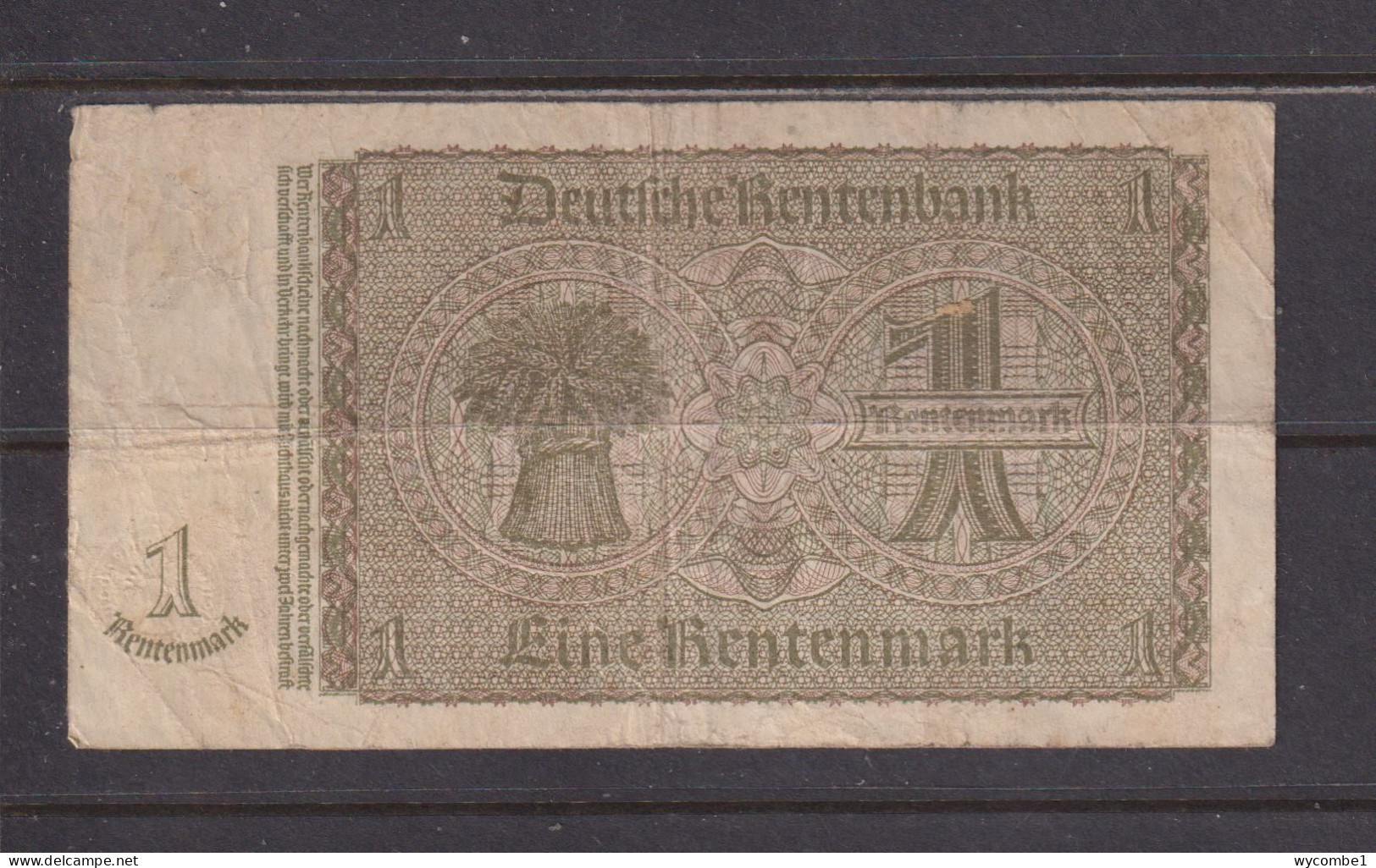 GERMANY - 1937 1 RentenMark Circulated Banknote As Scans - Sonstige & Ohne Zuordnung