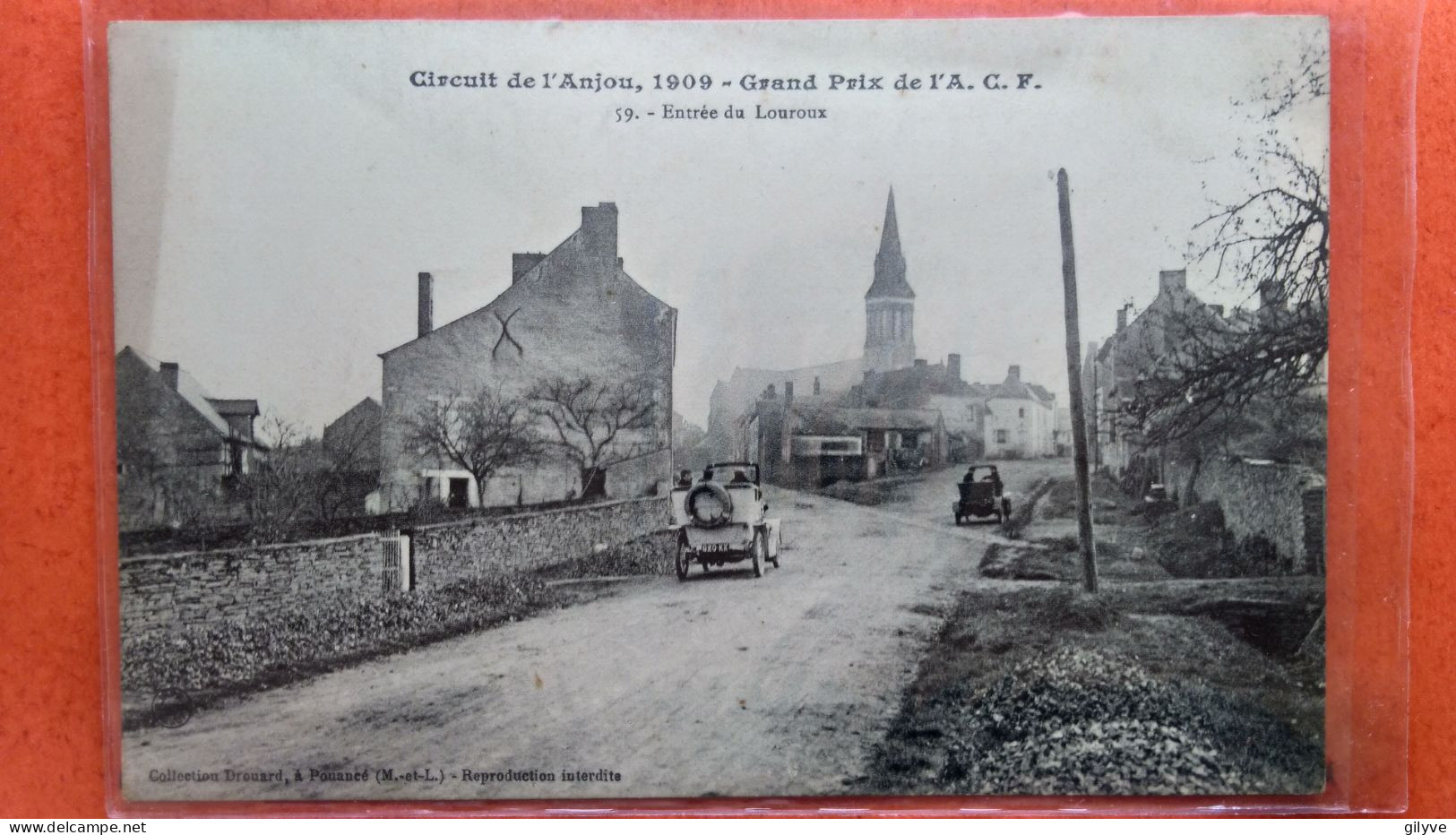 CPA.(49) Circuit De L'Anjou,1909.Grand Prix De L'A.C.F. Entrée De Louroux. Cachet Pub  (2A.n°36) - Le Louroux Beconnais