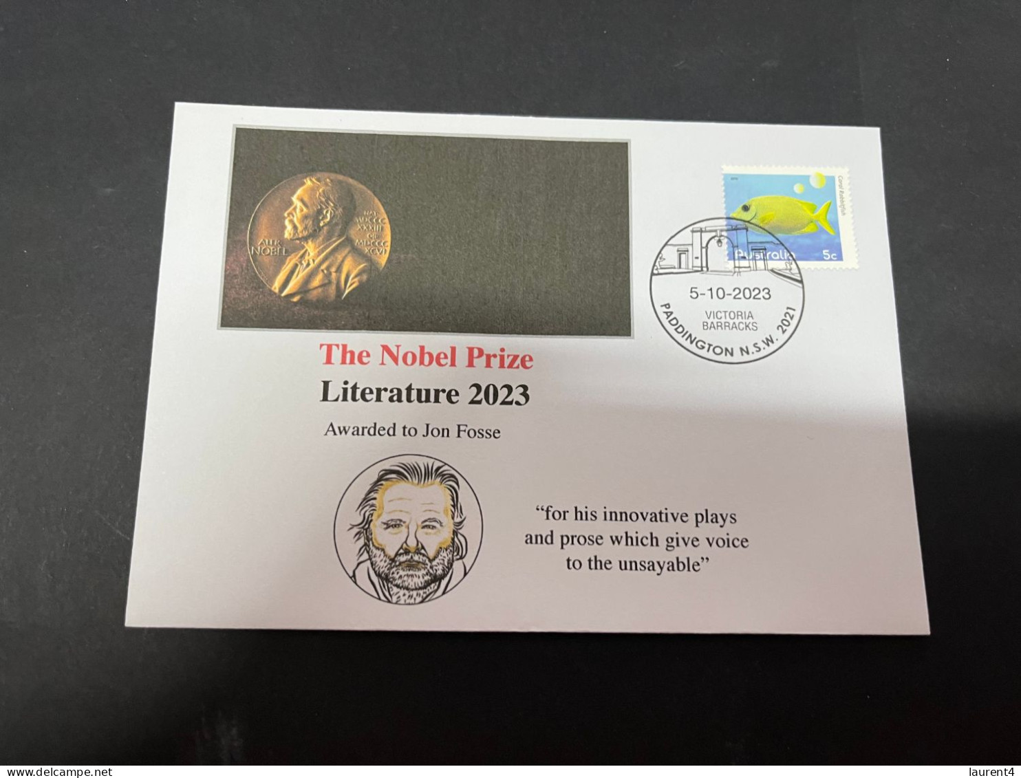 8-10-2023 (3 U 37) Nobel Literature Prize Awarded In 2023 - 1 Cover -  OZ Stamp (postmarked 5-10-2022) - Sonstige & Ohne Zuordnung
