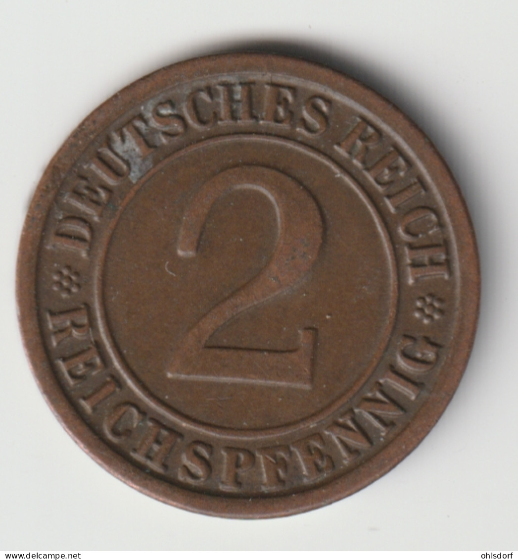 DEUTSCHES REICH 1924 F: 2 Reichspfennig, KM 38 - 2 Rentenpfennig & 2 Reichspfennig