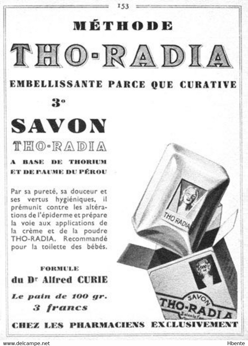 Tho-Radia Savon Thorium Paume Pérou Dr A. Curie 1935 Publicité - Advertising (Photo) - Voorwerpen