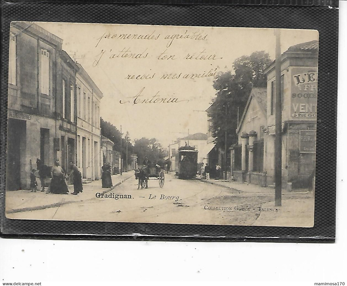 33-GRADIGNAN- Une Vue Animée Du " MARECHAL-FERRANT C.DERREY " Au Travail Dans Le BOURG En 1900 -TRAMWAY - Gradignan