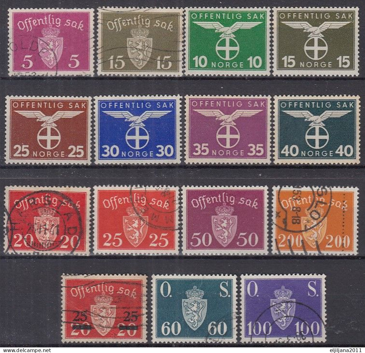 Action !! SALE !! 50 % OFF !! ⁕ Norway / NORGE 1937 - 1952 ⁕ Official Stamps ⁕ 15v MH & Used - Service