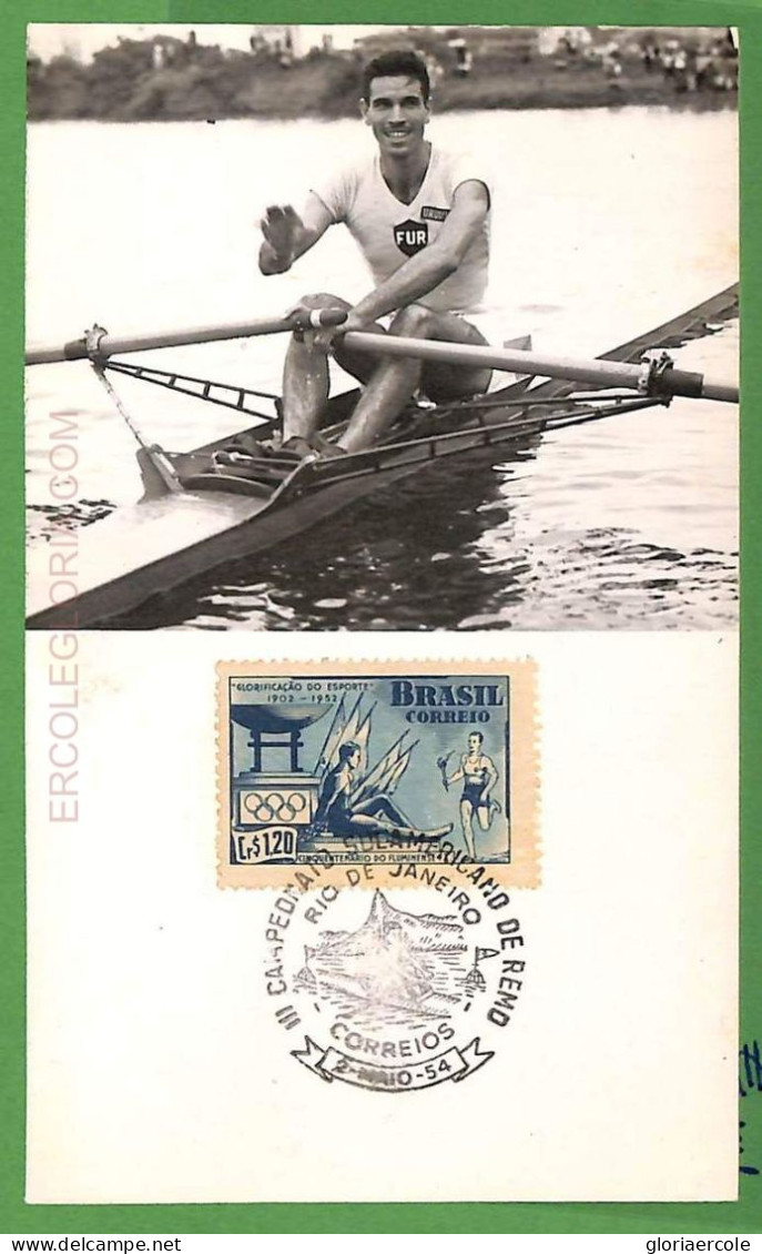 Af3703 - BRAZIL  - POSTAL HISTORY - CARD - Sports ROWING Canoes - 1954 - Canoë