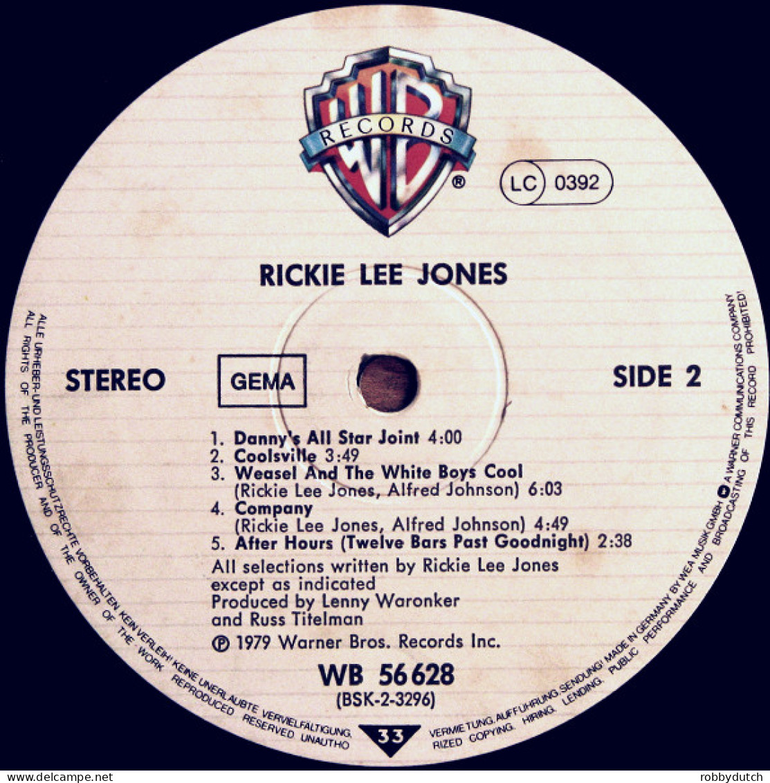 * LP *  RICKIE LEE JONES - SAME (Germany 1979 EX-) - Blues