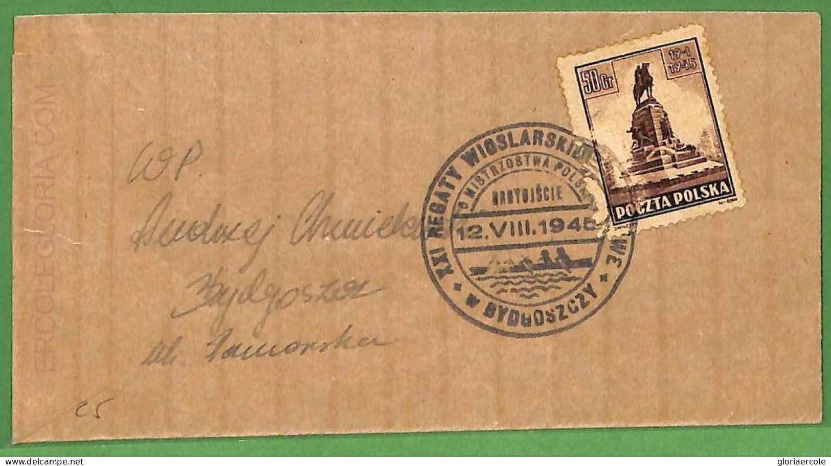 Af3763  - POLAND - POSTAL HISTORY -  Special Postmark - ROWING Canoes - 1945 - Canoa
