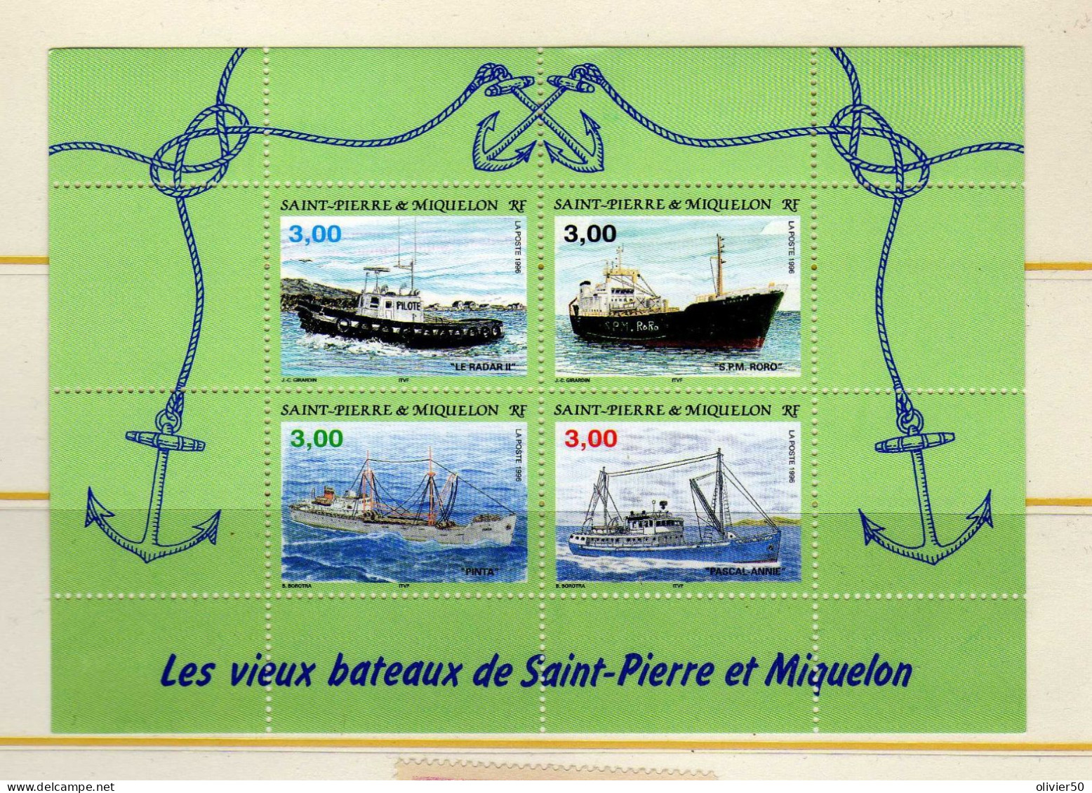 SPM (1996) - BF - Les Vieux Bateaux De SPM  - Neufs** - MNH - Blocks & Sheetlets