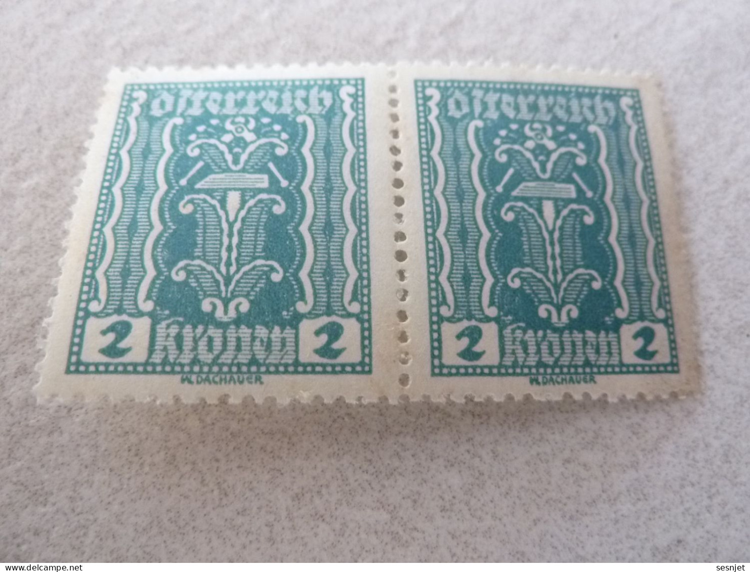 Osterreich - Symbole - Val 2 Kronen - Bleu-vert - Double Neufs - Année 1918 - - Fiscaux
