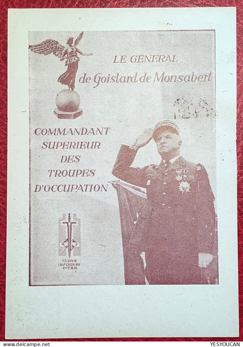 „LE GENERAL GOISLARD DE MONSABERT/ARMÉE FRANÇAISE“Hitler Ganzsache+Französische Zone Saarlouis1946Privatpostkarte PP TSC - Amtliche Ausgaben