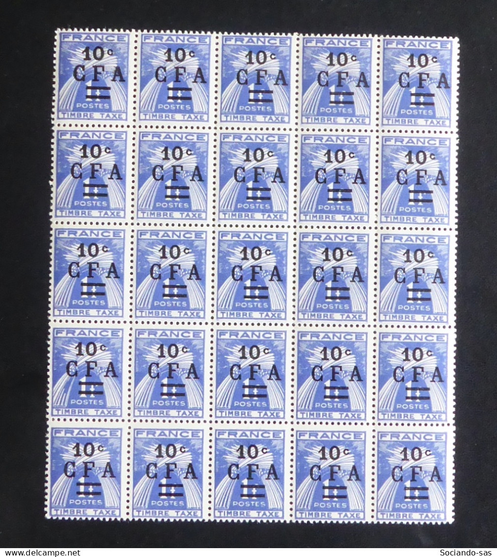 REUNION - 1949-50 - Taxe TT N°YT. 36 - 10c Bleu - Bloc De 25 - Neuf Luxe ** / MNH - Segnatasse