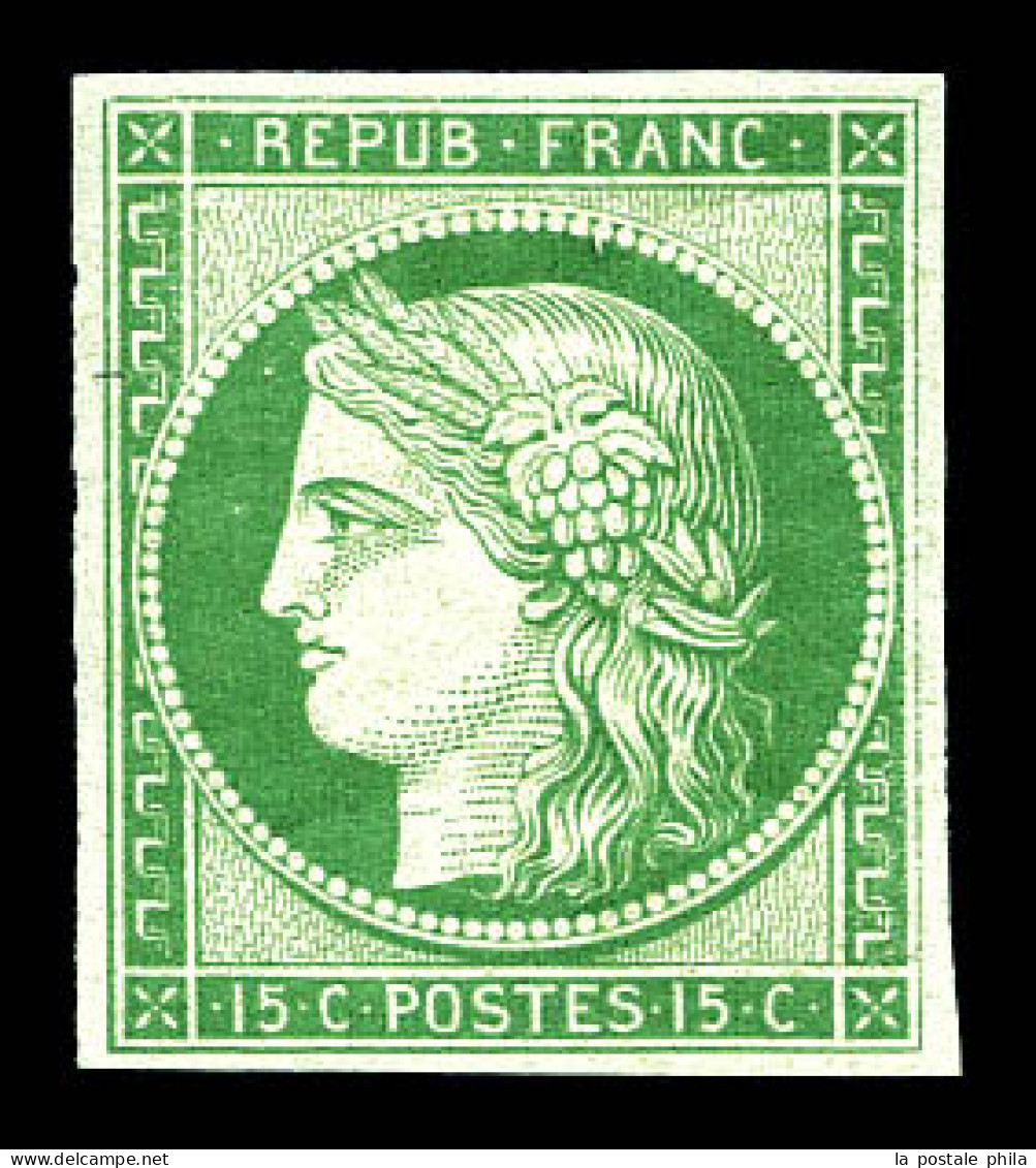 ** N°2e, 15c Vert, Impression De 1862. Fraîcheur Postale, SUP (certificat)  Qualité: ** - 1849-1850 Ceres