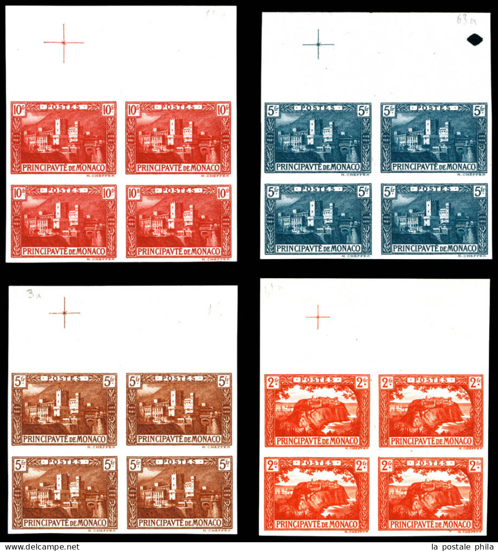 (*) N°56/64, Vues De La Principauté En Blocs De 4. Non Dentelés. TTB. R. (certificat)  Qualité: (*)  Cote: 4000 Euros - Unused Stamps