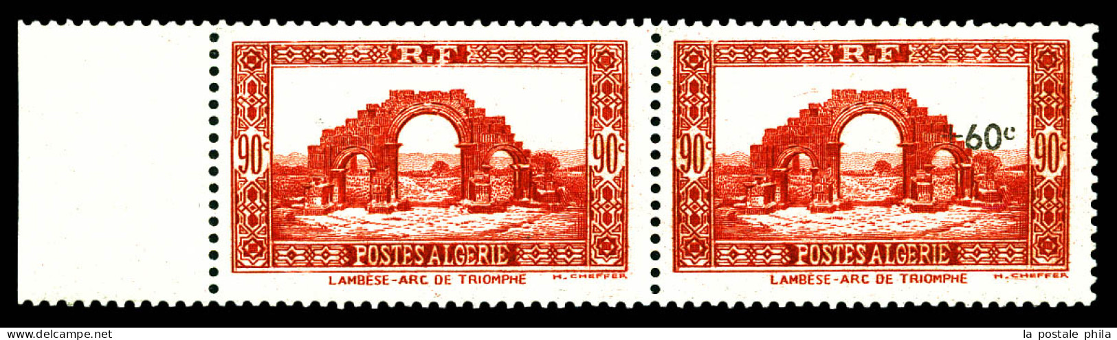 ** N°167b, +60c Sur 90c Rouge Tenant à Non Surchargé En Paire Bdf. SUP (signé Brun/certificat)  Qualité: **  Cote: 1875  - Unused Stamps