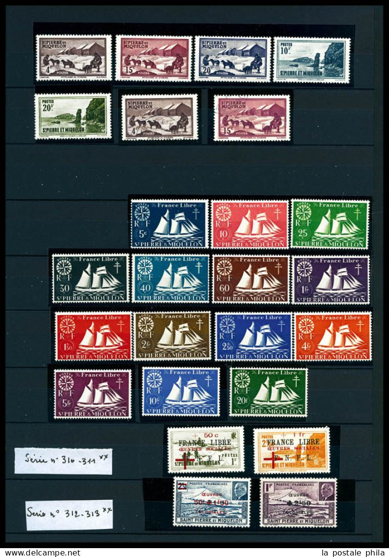 & SAINT PIERRE ET MIQUELON 1885 à 2021 POSTE/PA/TAXE: Collection présentée en 2 Albums composée de timbres neuf et obl,