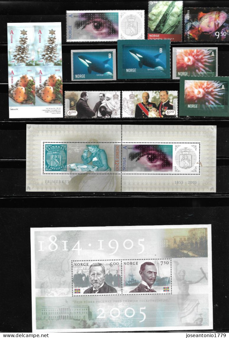 NORUEGA AÑO 2005 COMPLETO, CON SERIES Y HOJAS BLOQUE. MNH - Autres & Non Classés