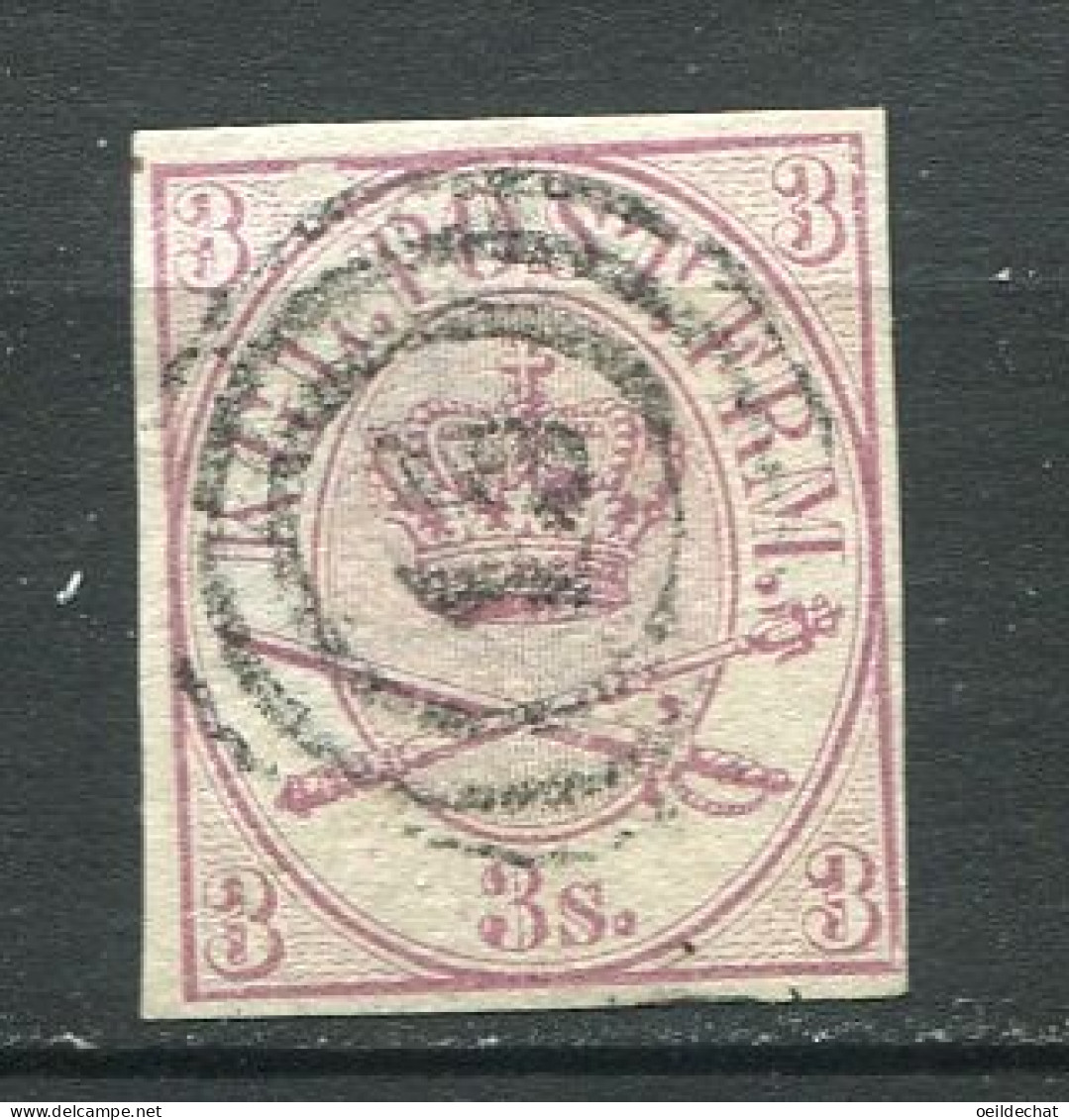 25681 Danemark N°12° ND 3s. Lilas Filigrane Couronne 1864  B/TB - Oblitérés