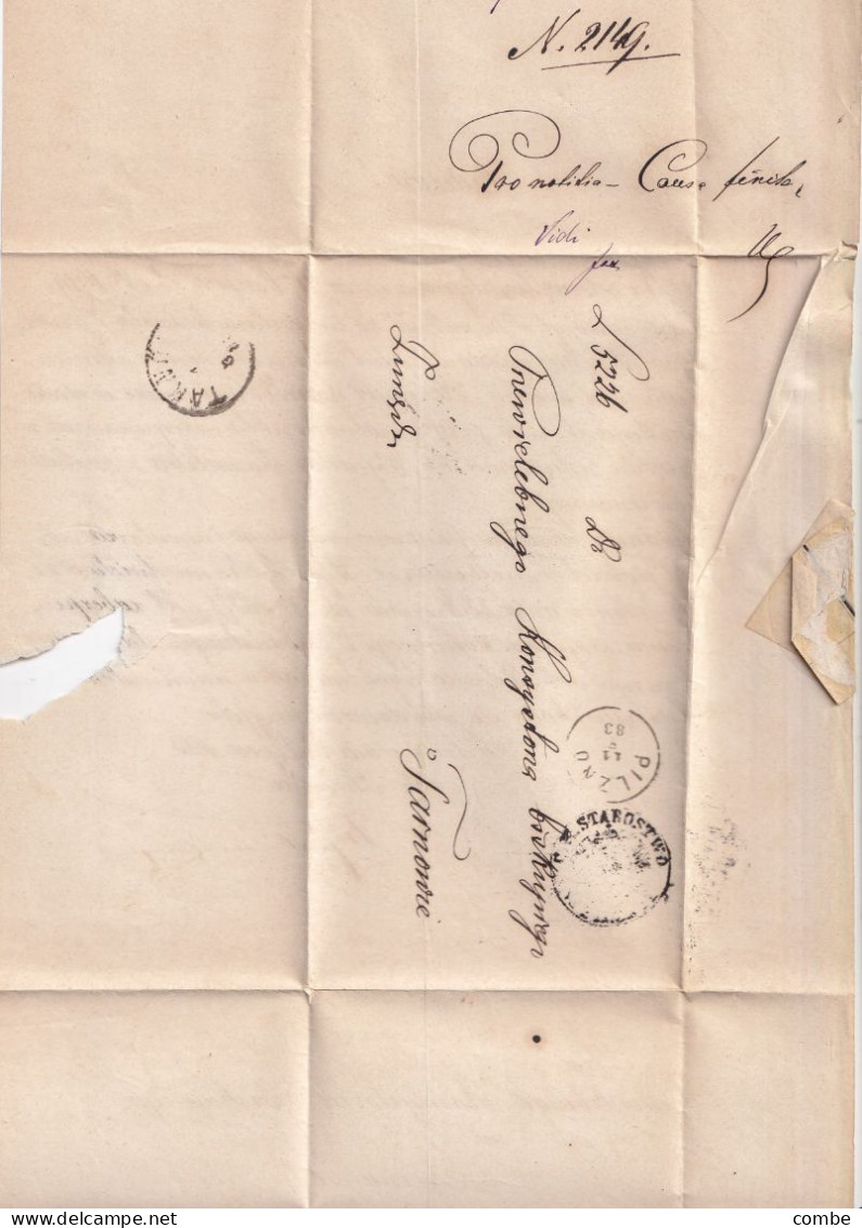 LETTRE. 1883. PILZNO. STAROSTWO POUR TARNOW - ...-1860 Prefilatelia