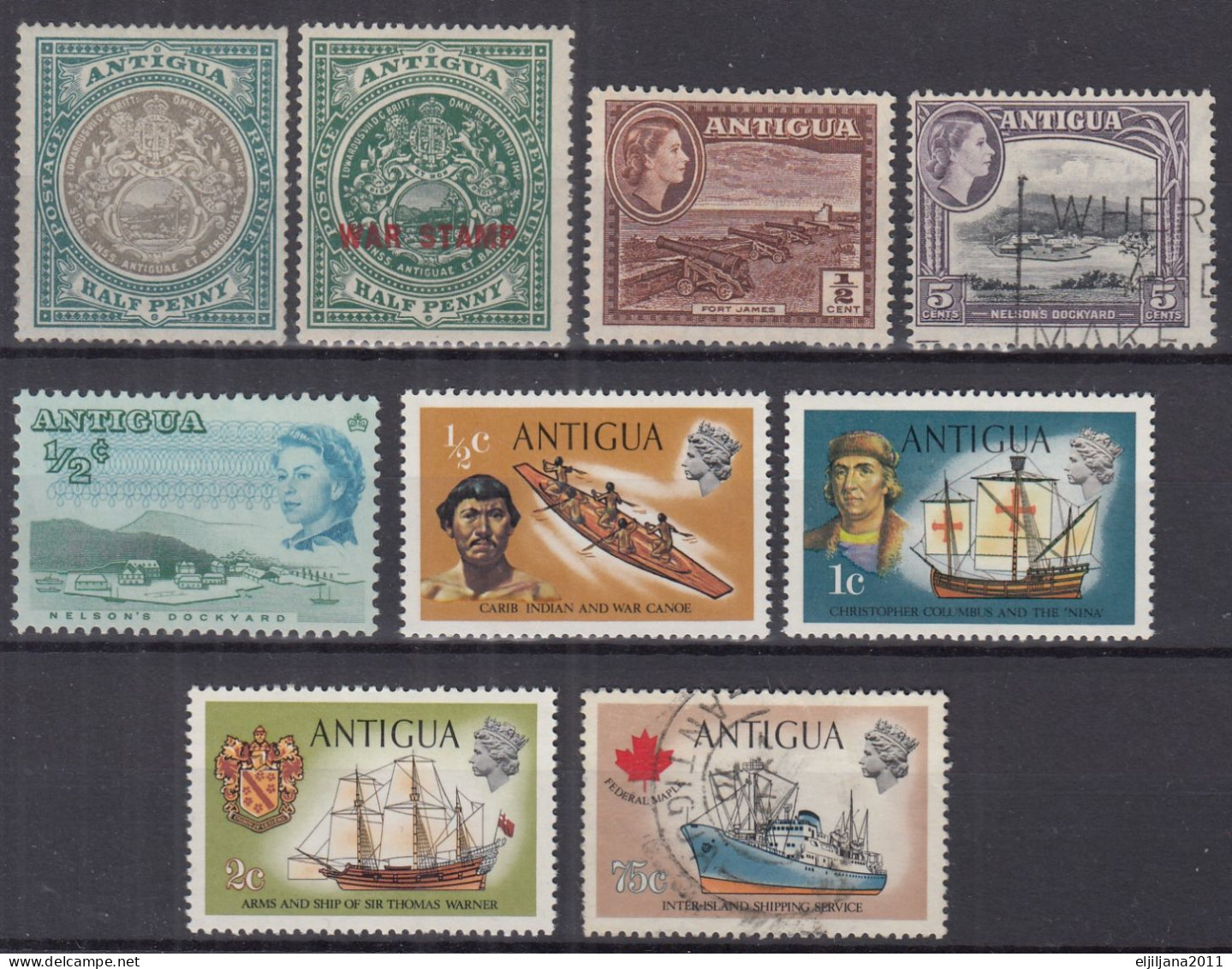 Action !! SALE !! 50 % OFF !! ⁕ ANTIGUA 1903 - 1970 ⁕ Small Collection / Lot QEII. ⁕ 9v MH/used - 1858-1960 Kolonie Van De Kroon