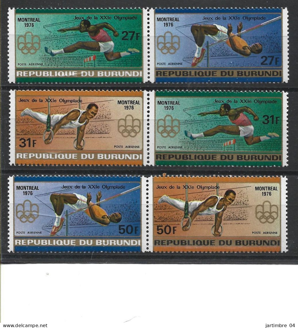 1976 BURUNDI 685-92 + PA 423-28 ** J.O Montréal , Basket-ball, Football, Haies, Saut En Hauteur, Côte 30.00 - Unused Stamps