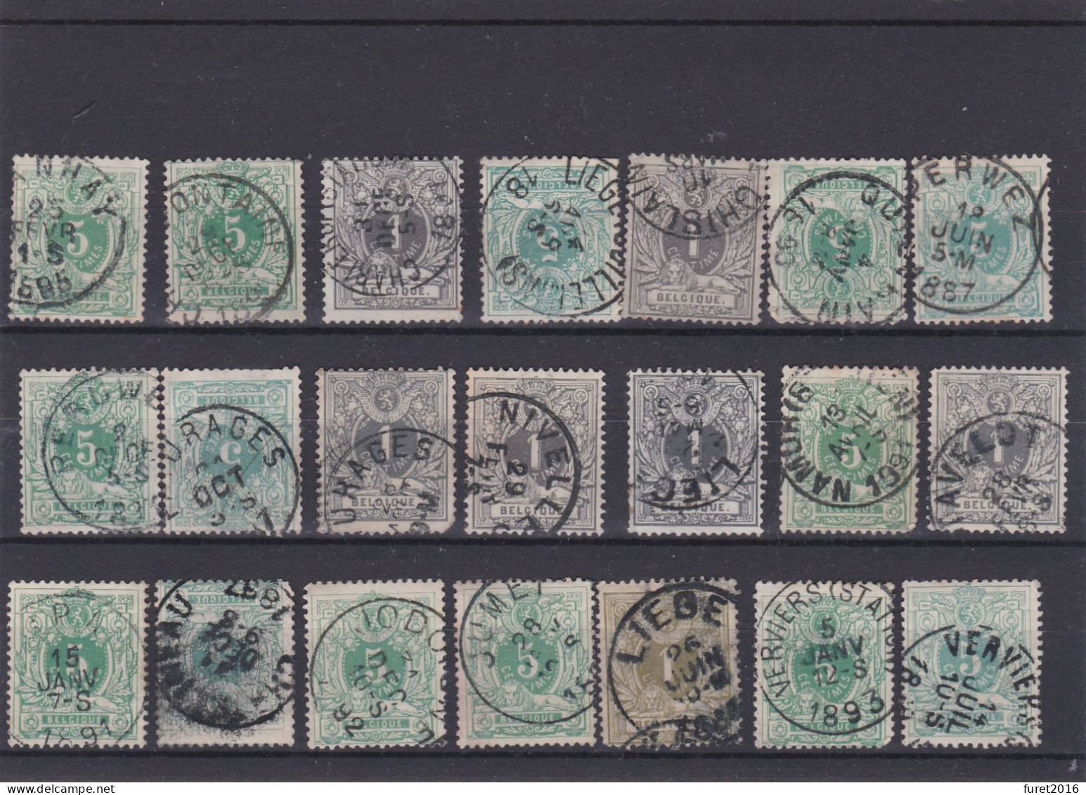 LION COUCHE : LOT DE TIMBRES OBLITERES Qualité Mixte - 1869-1888 Lying Lion