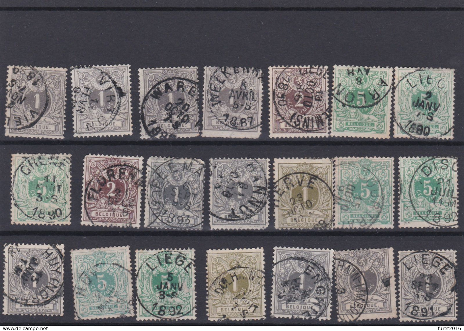 LION COUCHE : LOT DE TIMBRES OBLITERES Qualité Mixte - 1869-1888 Leone Coricato