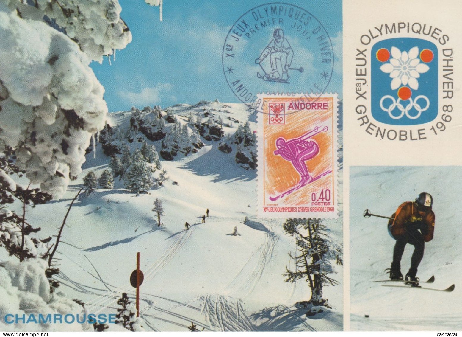 Carte  Maximum  1er  Jour   ANDORRE   Jeux  Olympiques  D' Hiver   GRENOBLE   1968 - Hiver 1968: Grenoble