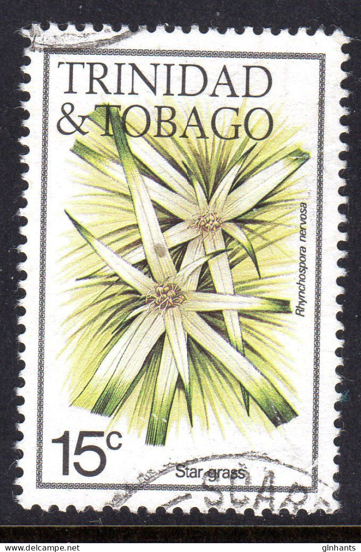 TRINIDAD & TOBAGO - 1983 FLOWERS 15c STAMP W14 S/W No IMPRINT FINE USED SG 638A - Trinidad & Tobago (1962-...)