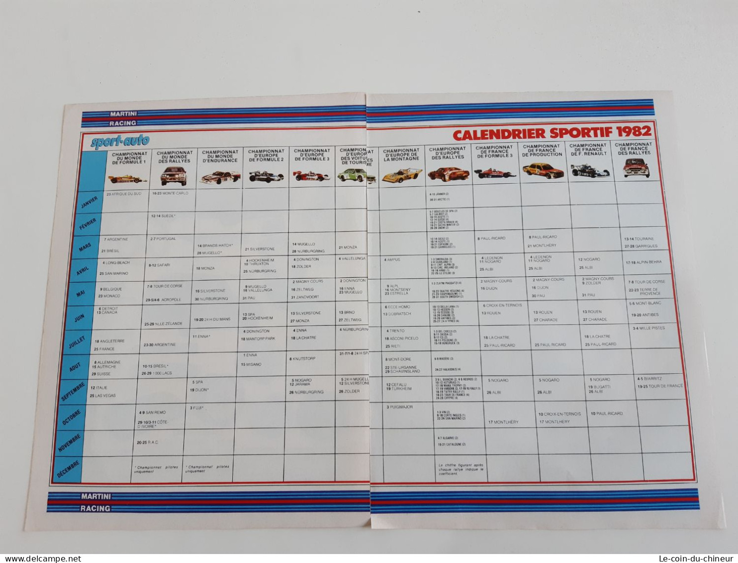 Calendrier Sportif 1982 - Martini Racing - Coupure De Presse - Car Racing - F1