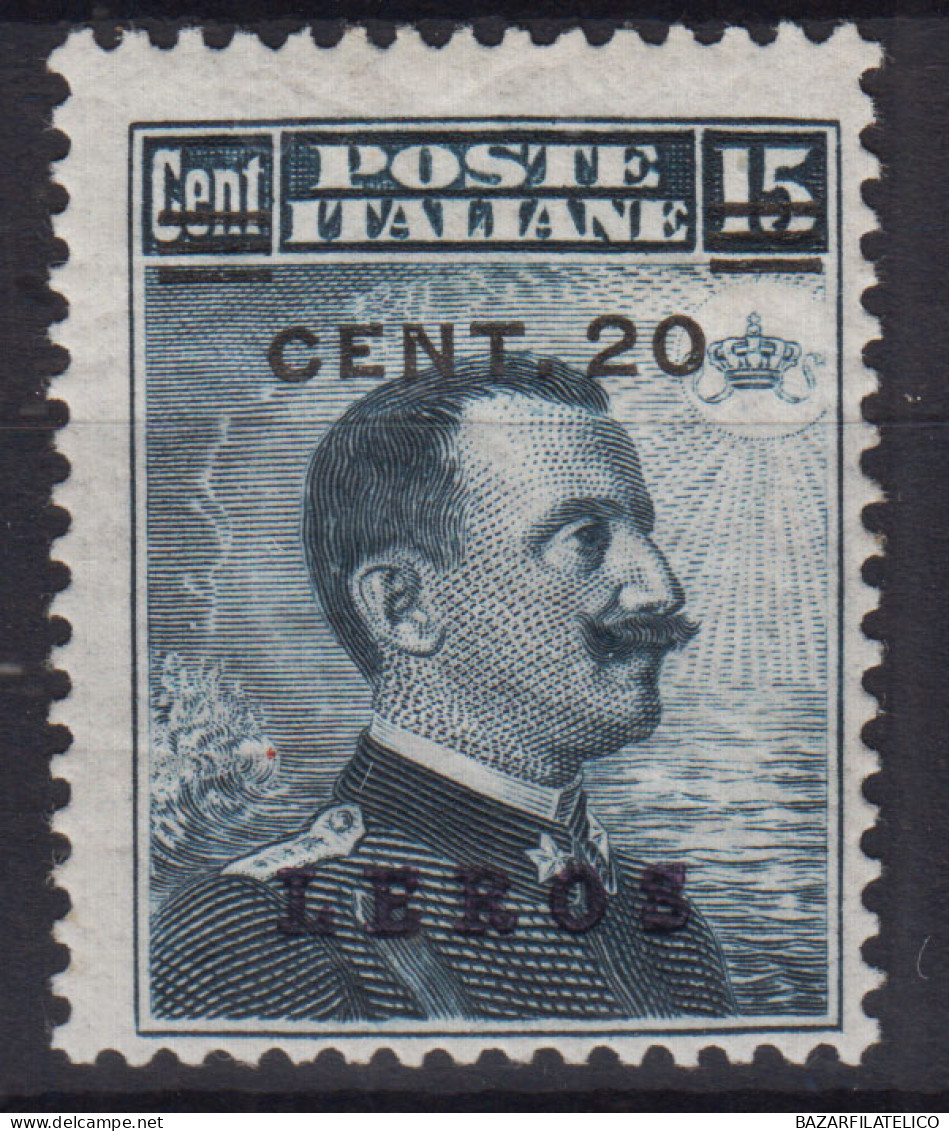 COLONIE EGEO LERO 1916 20 C. SU 15 C. N.8 G.O MH* - Egée (Lero)