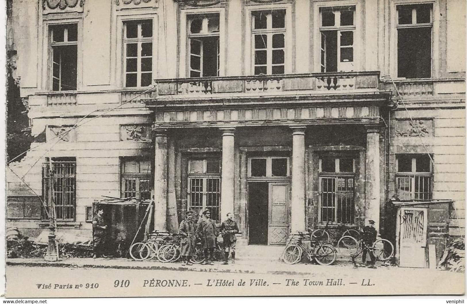 CARTE  PERONNE --SOMME - L'HOTEL DE VILLE  - 1914-18 - Peronne