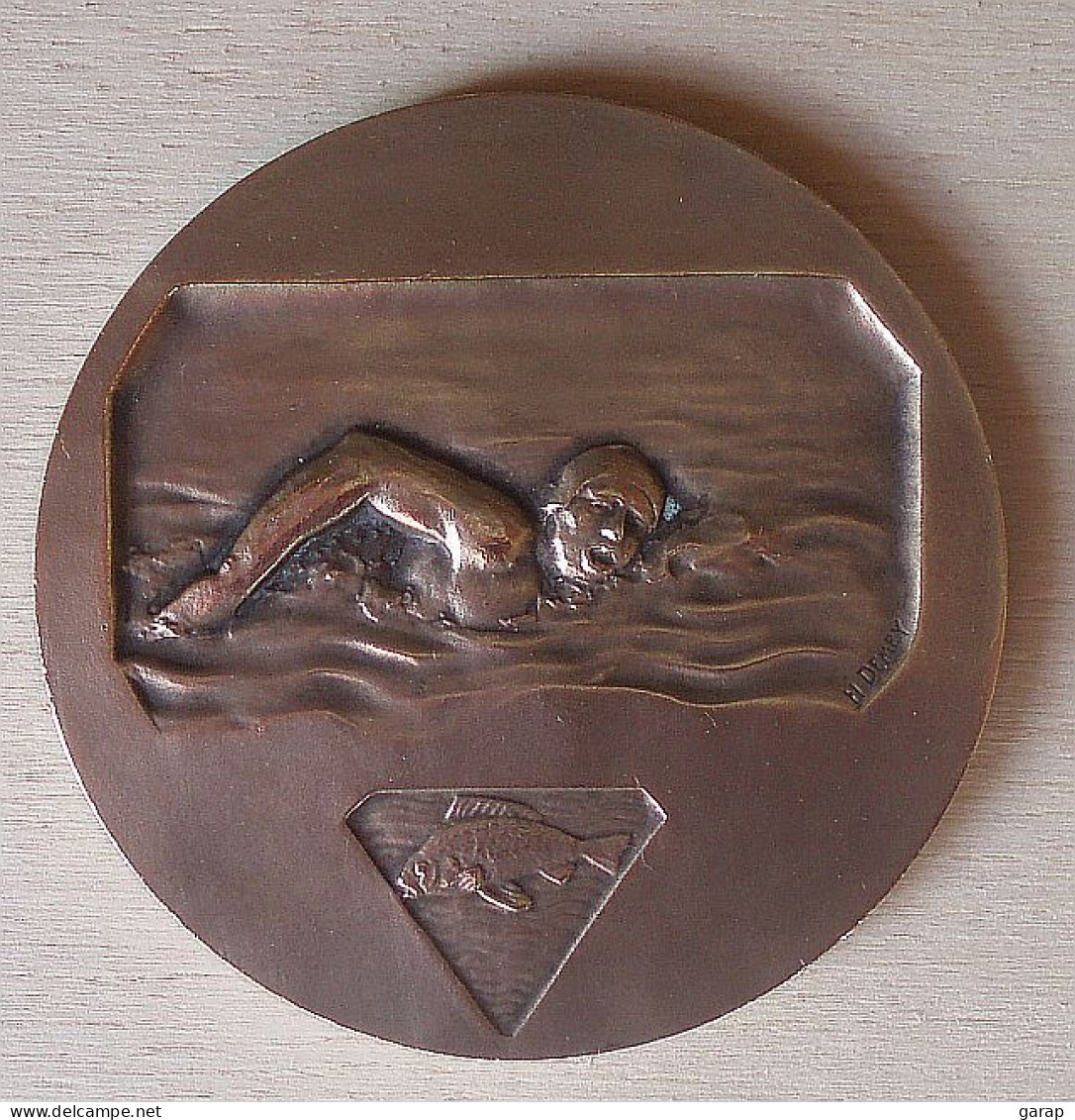 D3-527 Médaille Bronze Signée H.Demey Natation,diamètre=49mm/50mm,poids=55,60g - Schwimmen